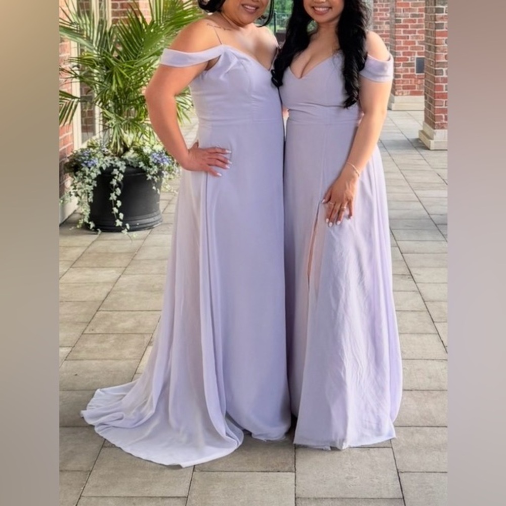 Jenny Yoo Lilac/Lavender Off-Shoulder Maxi Dress